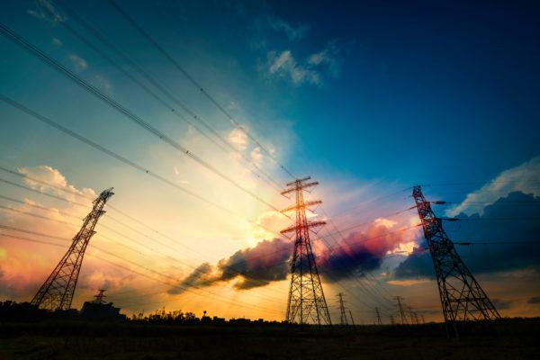 Electric towers at dusk